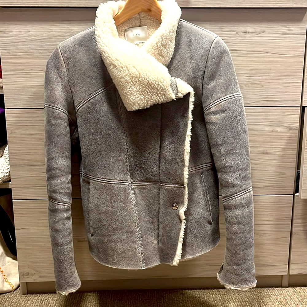 IRO Gray Jemma Shearling Jacket | Size S/FR 36